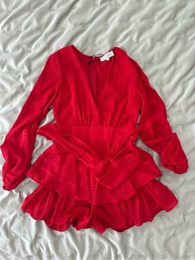 Elite Mode Red Ruffle Romper Dress XS